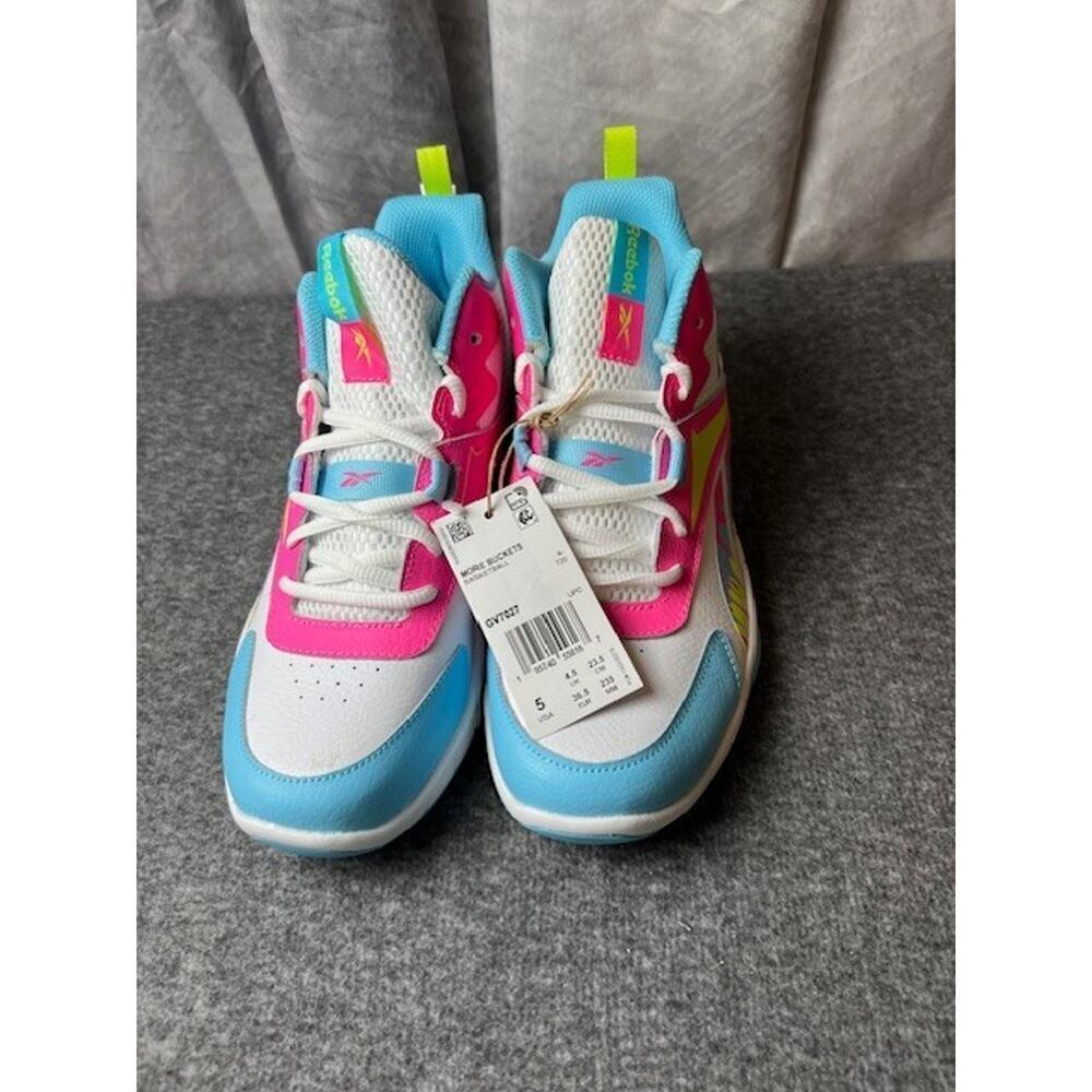 Reebok More Buckets Kids Girls Size 5 Multicolor Athletic Lace Up Ankle Sneakers - Picture 2 of 8